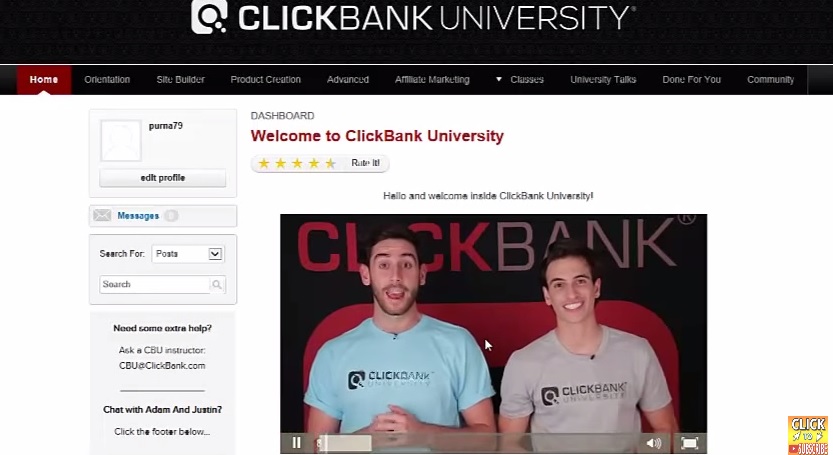 clickbank university member areas