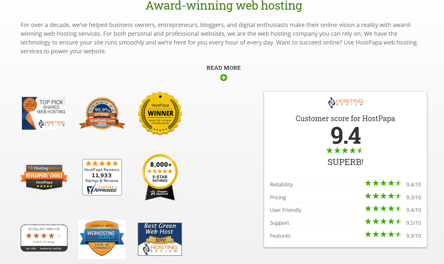 Award winning Webhosting- Hostpapa Review