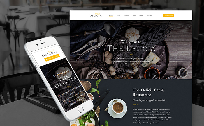 Delicia - Restaurant Responsive WordPress Theme 