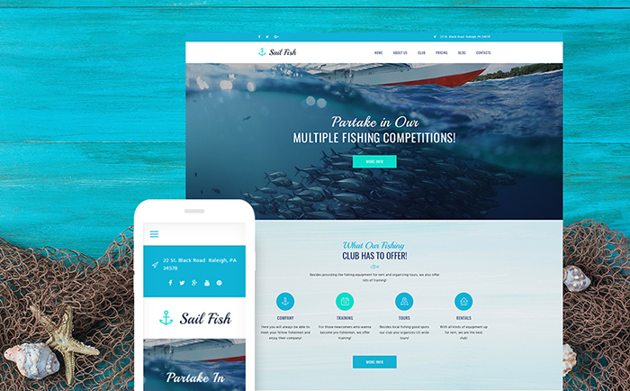 Sail Fish - Fishing Club Responsive WordPress Theme 