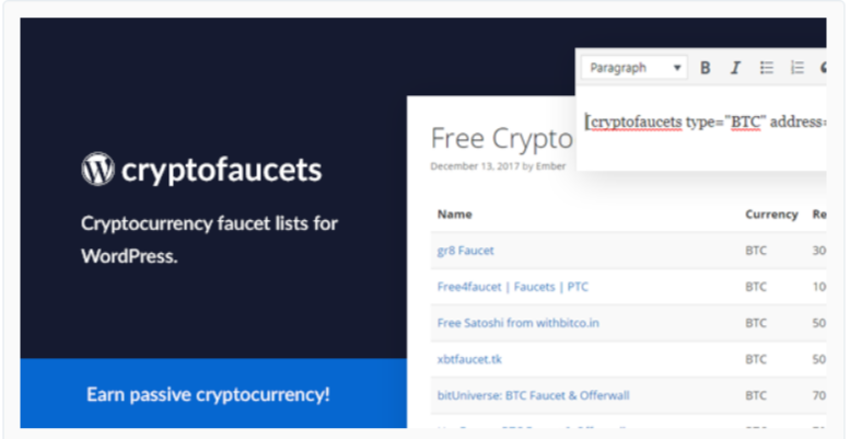 Cryptocurrency Faucet List- Cryptocurrency WordPress Plugins
