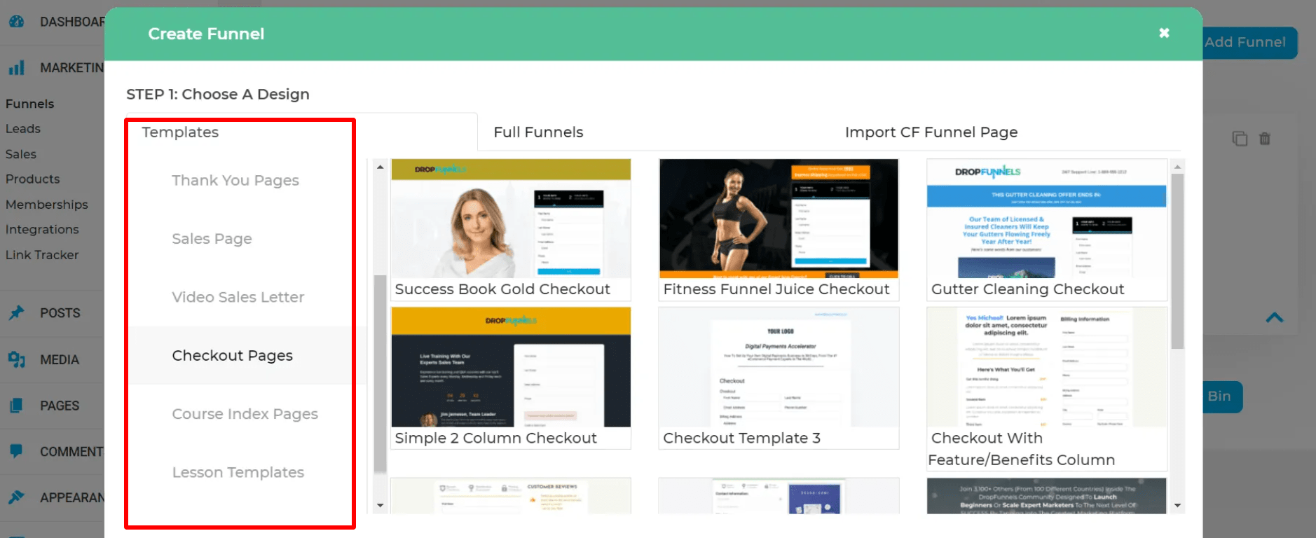 dropfunnels template pages