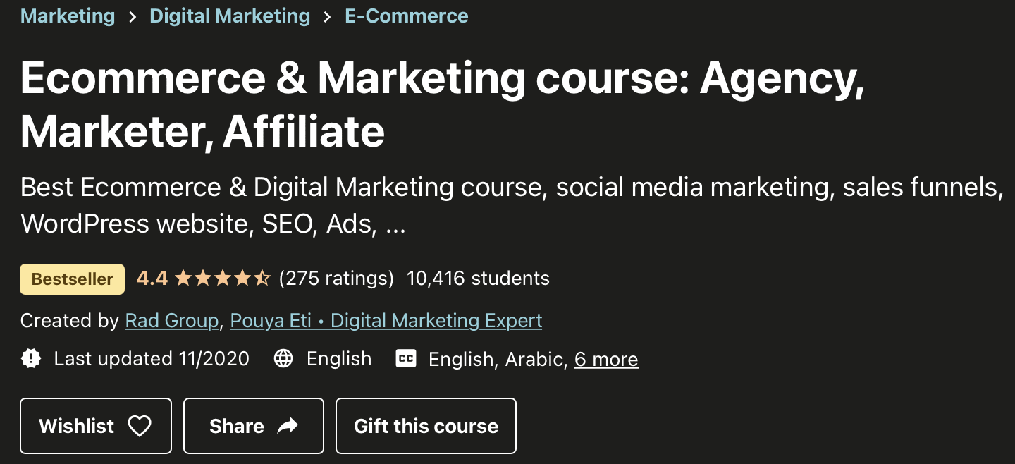 Ecommerce and marketing course- Top affiliate marketing courses