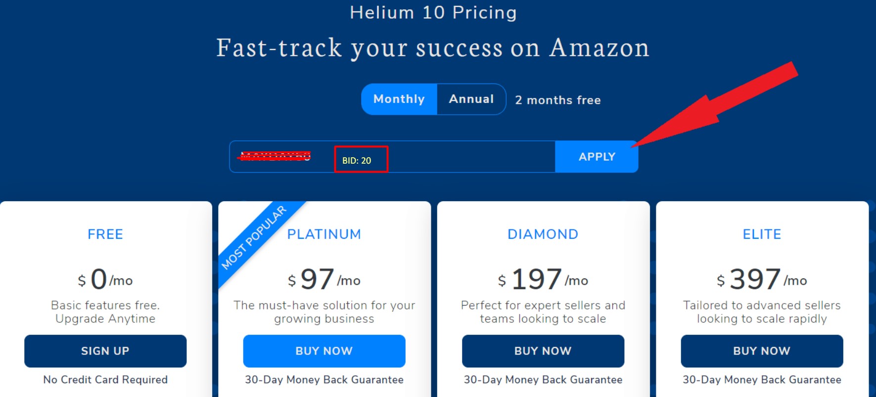 Helium 10 coupon code apply