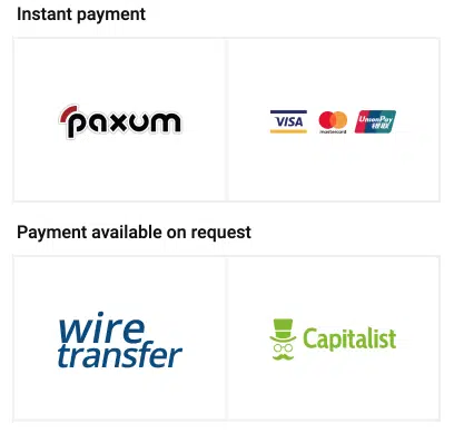 Payment methods