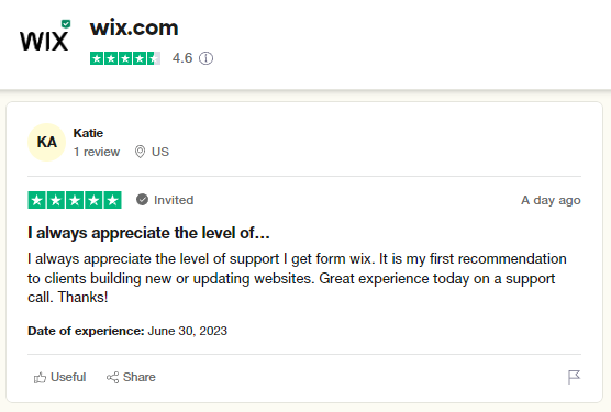 Wix Customer Review