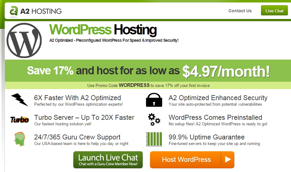 Hébergement WordPress 6X plus rapide depuis l'hébergement A2