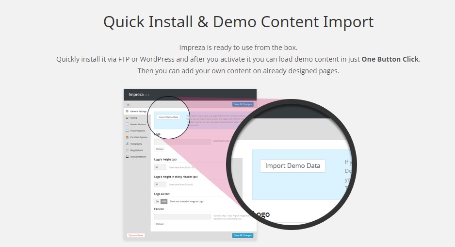 Impreza Quick Install & Demo Content Import