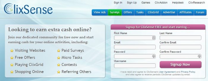 clixsense Make Money Online from Home