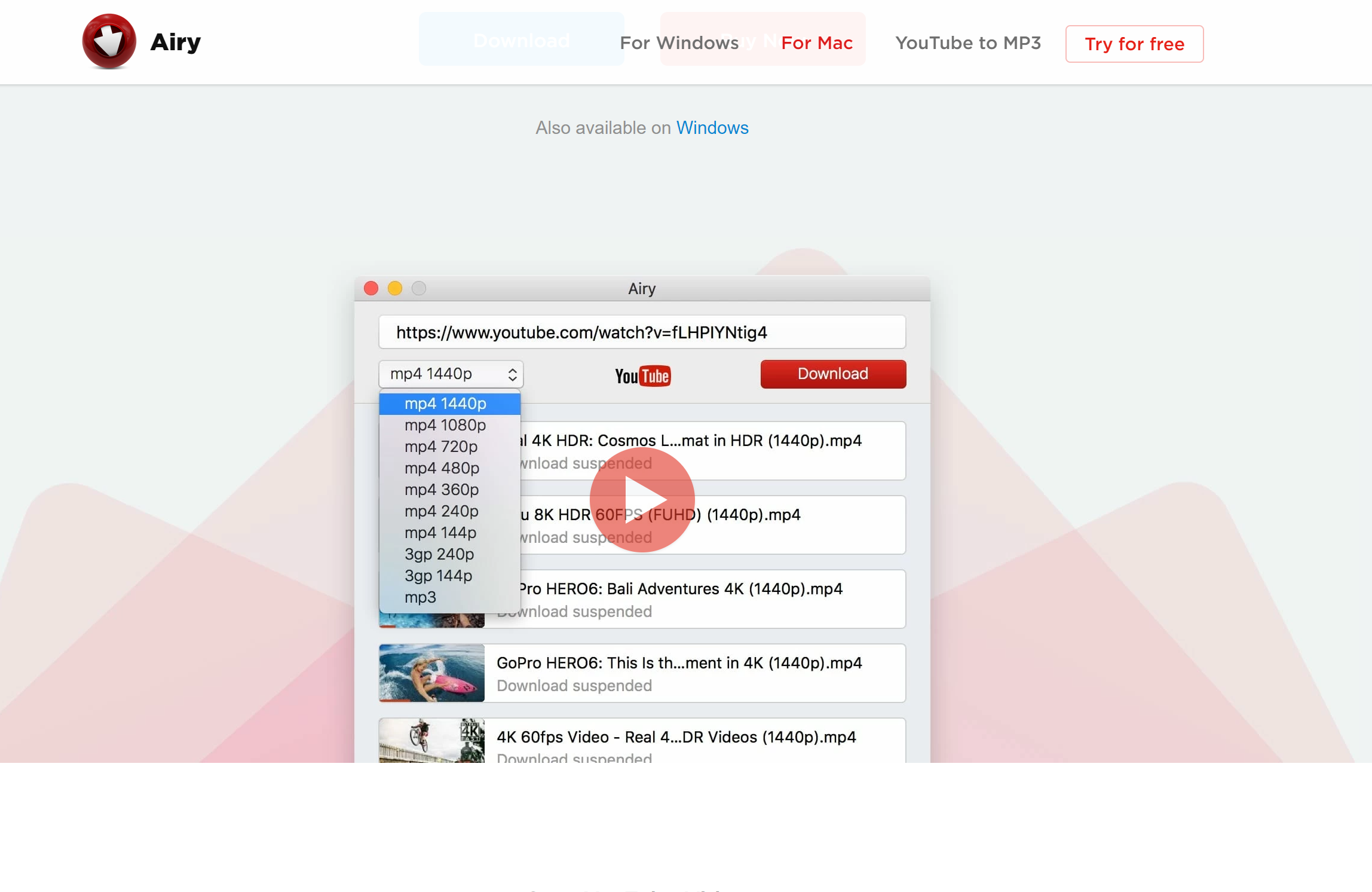 Airy YouTube Video Downloader for Mac