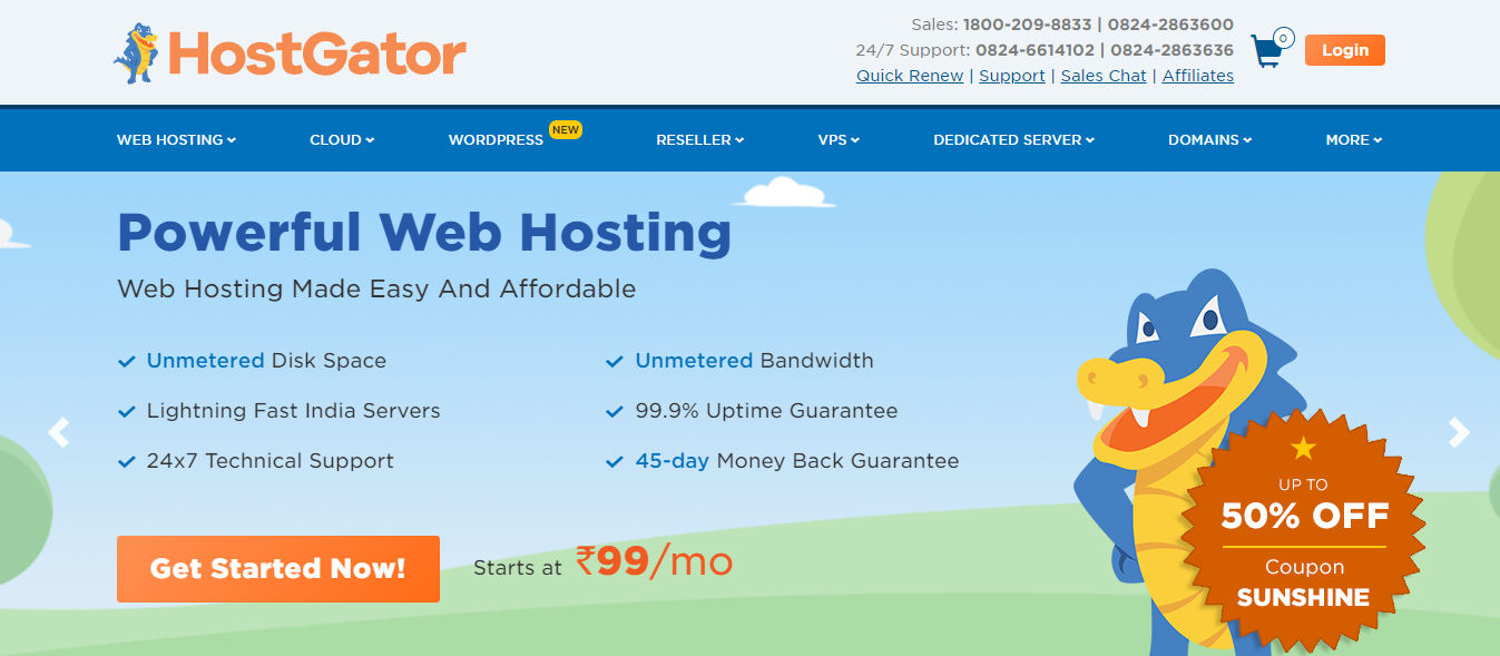 HostGator-recensie -Webhosting Shared Reseller Cloud VPS Hosting Dedicated Server