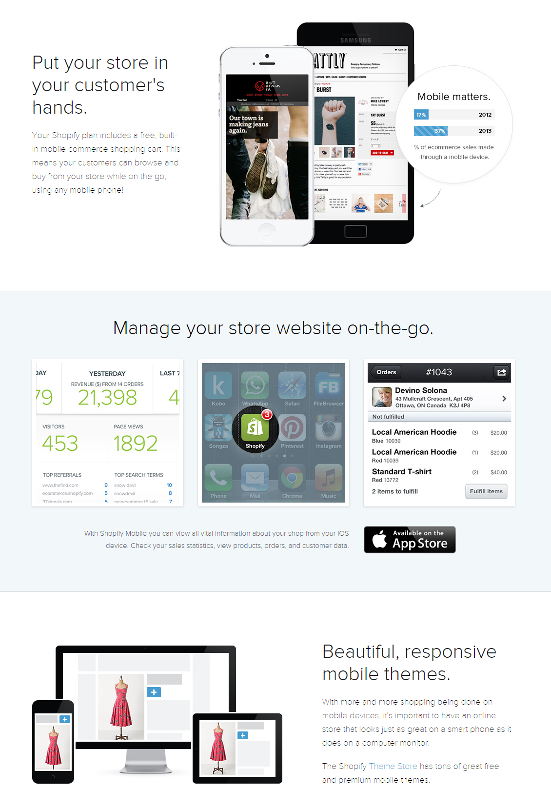 Trình tạo trang web thân thiện với thiết bị di động Shopify