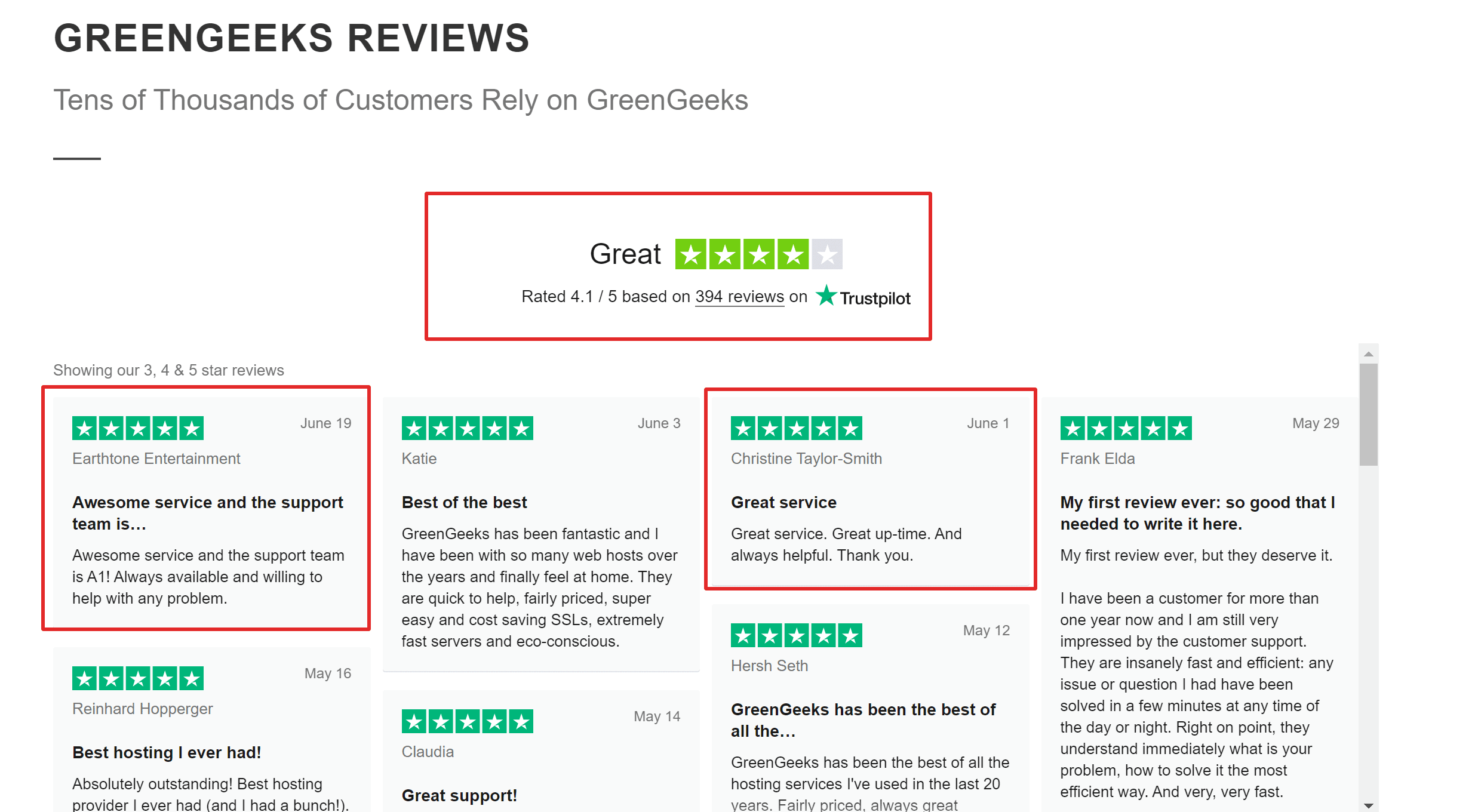 Greengeeks 客户评价