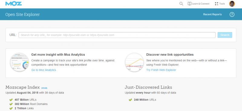 Moz Open Site Explorer - phần mềm seo hàng đầu cho seo