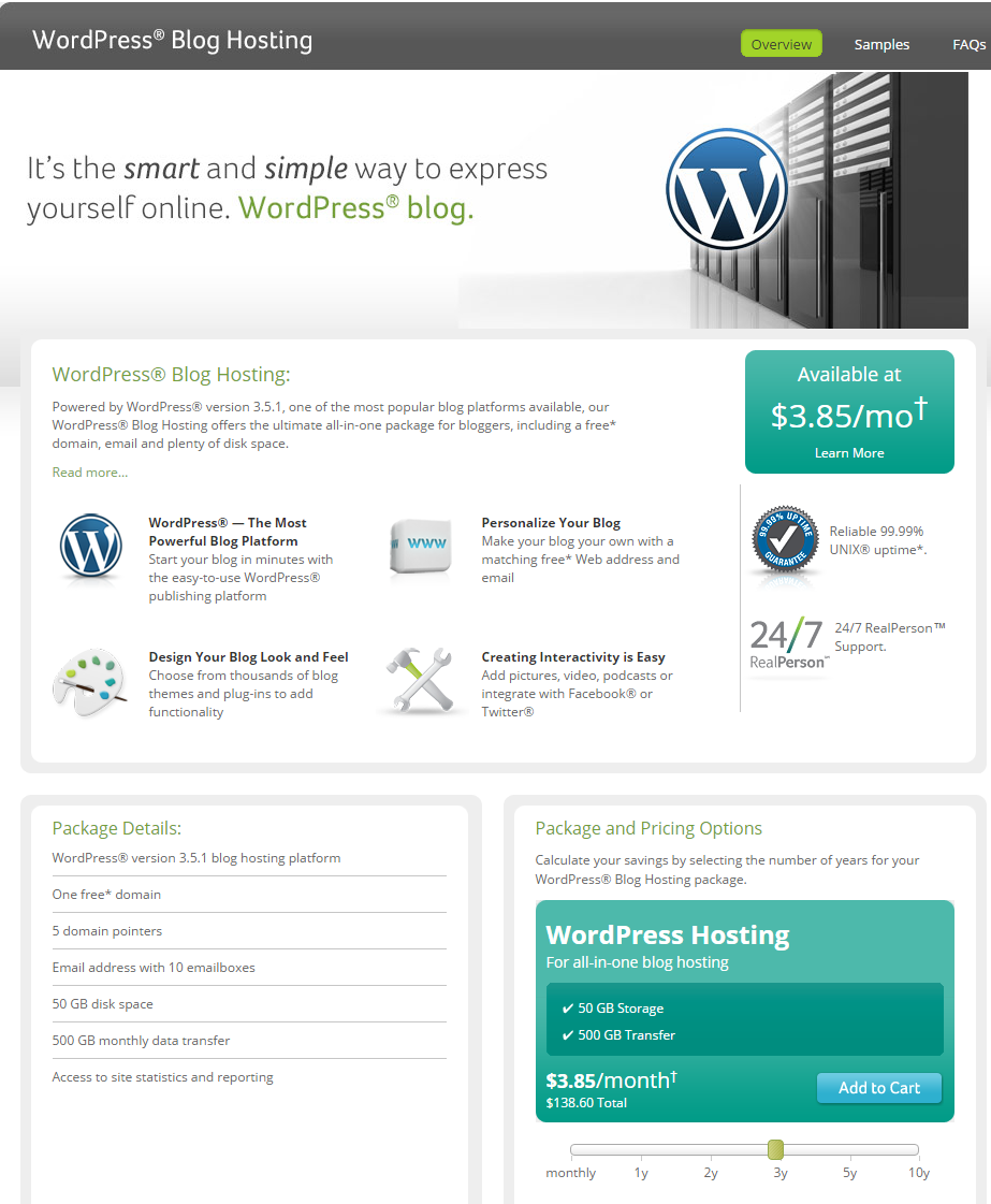 Network Solutions WordPress Blog Hosting