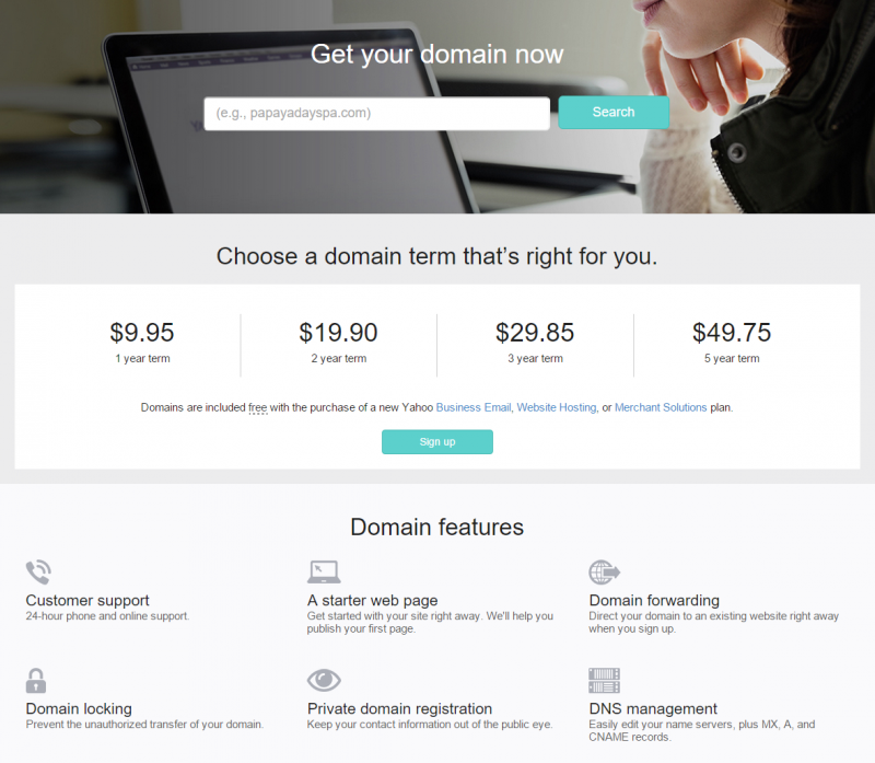 Yahoo Small Business Domains names promo code