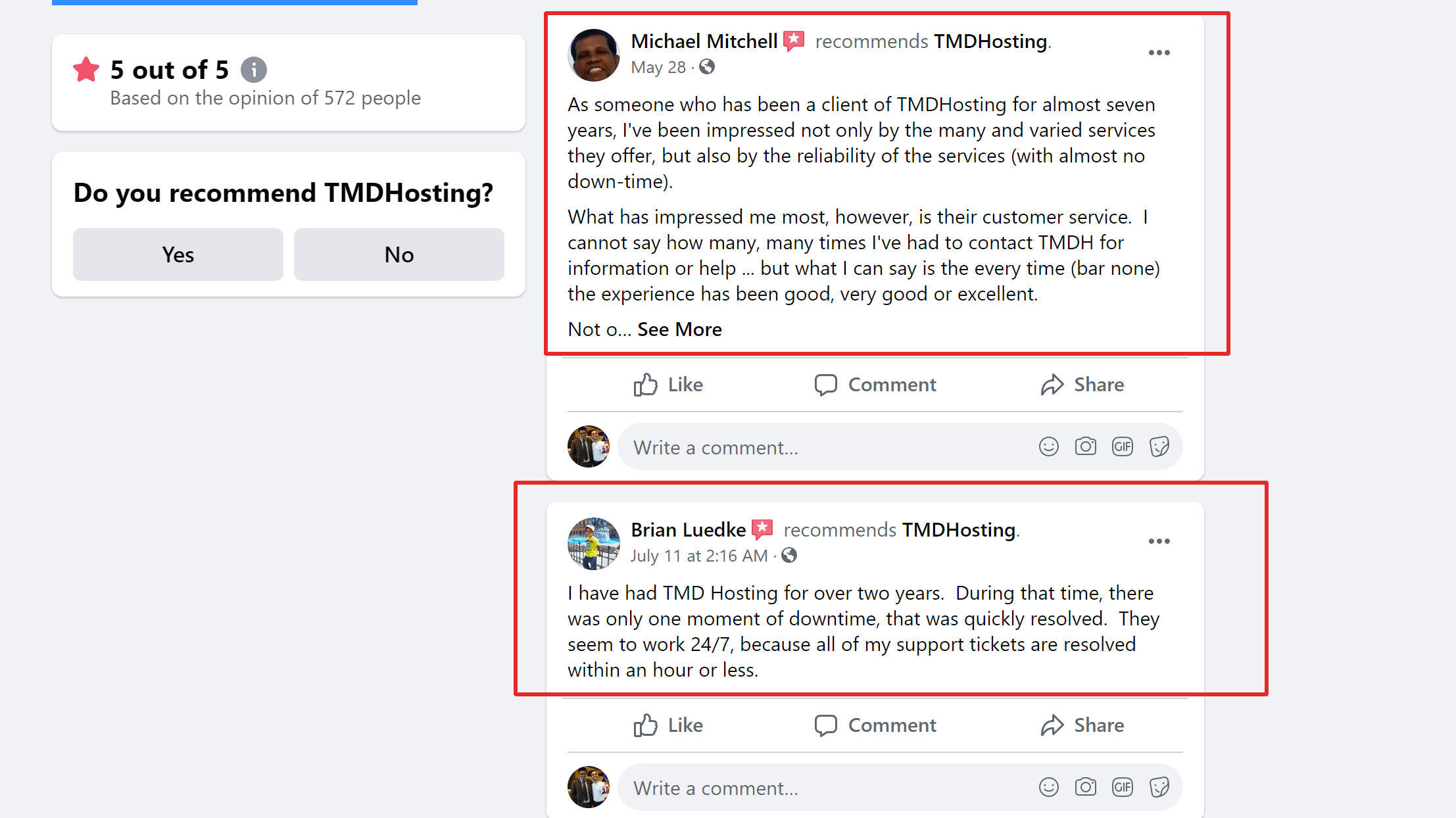 TMDhosting-Kundenbewertungen