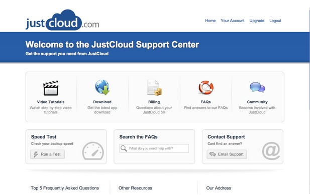 Justcloud customer support