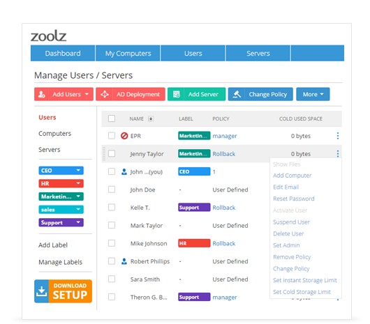 Zoolz features