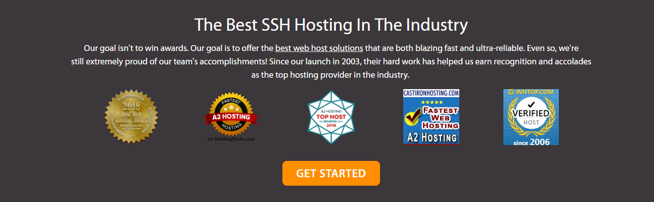 A2 hosting ssh hosting awards