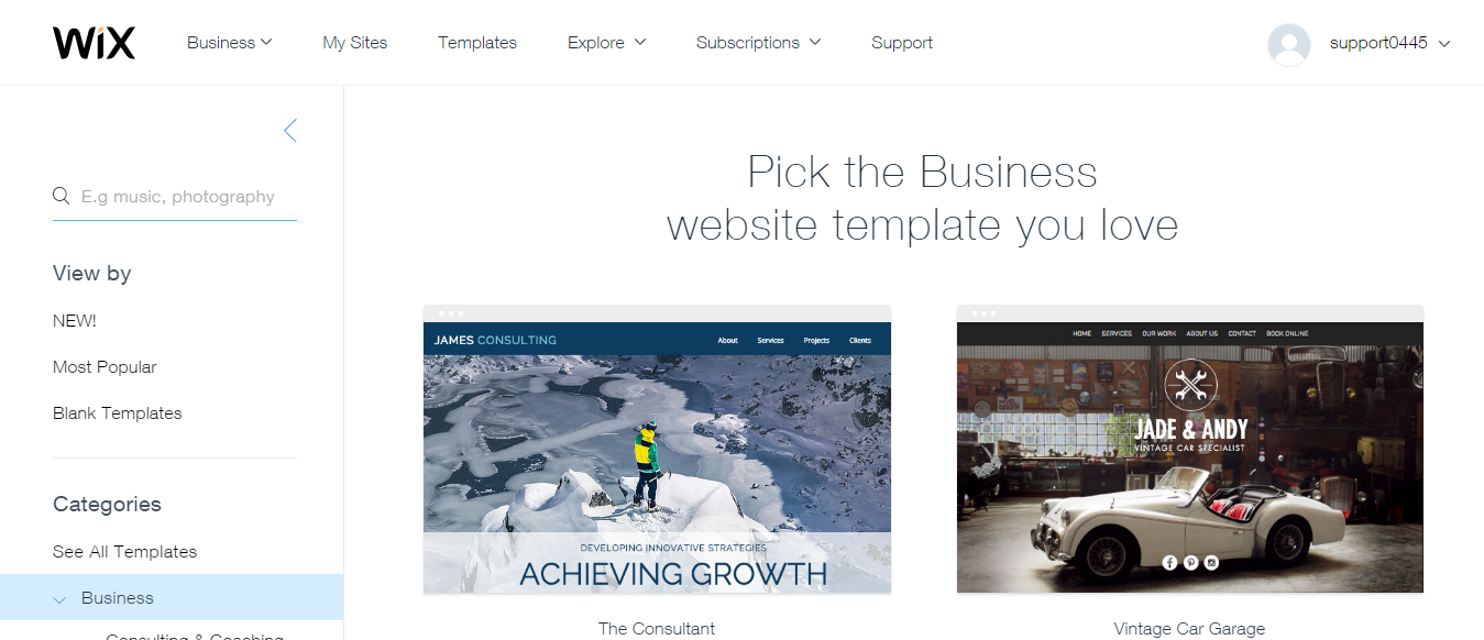 Wix Review: Wix Business Website Templates 