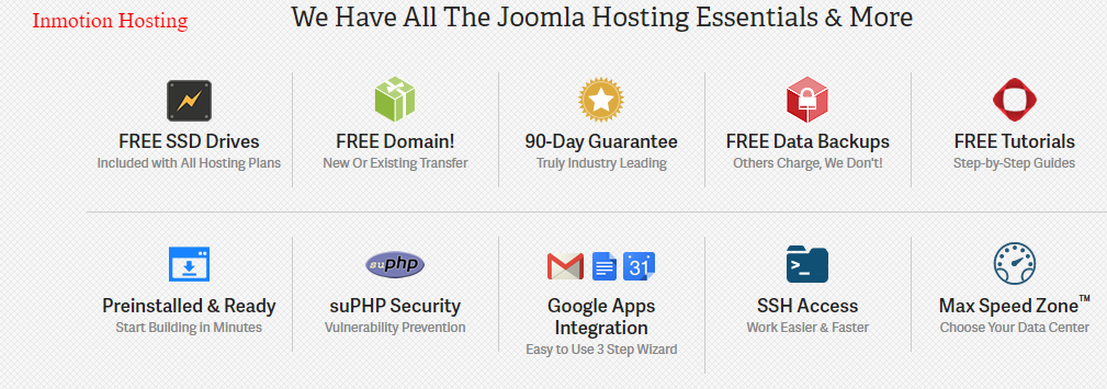 inmotion hosting features for joomla