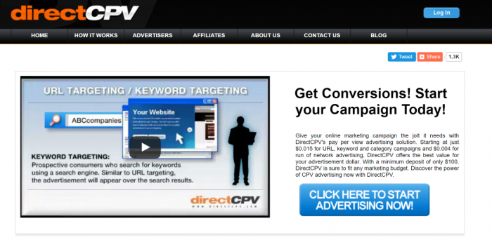 DirectCPV Pay Per View PPV Cost Per View CPV Contextual Online Advertising Network