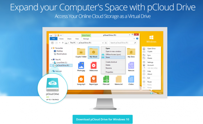 pCloud Drive Windows最多可扩展1TB的计算机存储空间