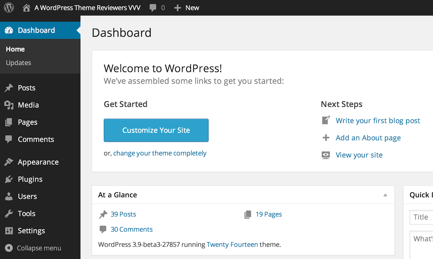 WordPress的仪表板