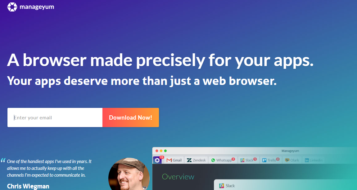 Manageyum Review - A browser made precisely for your apps.