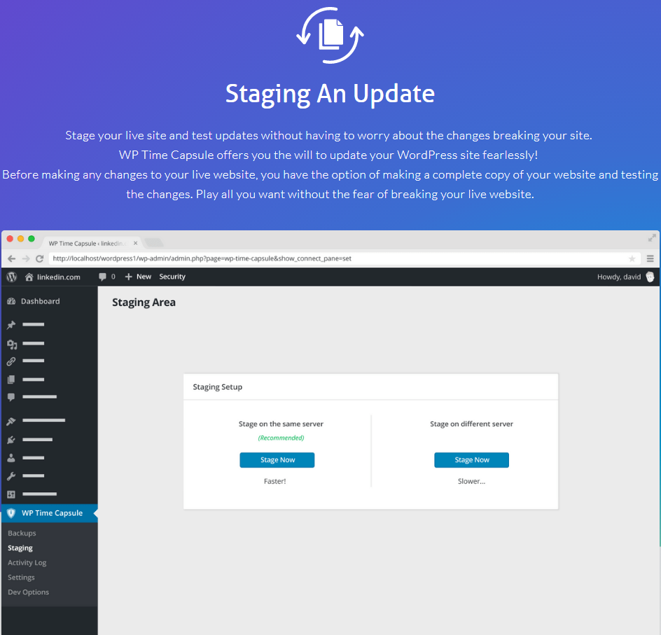 WP Time Capsule Review- Feature Staging and update