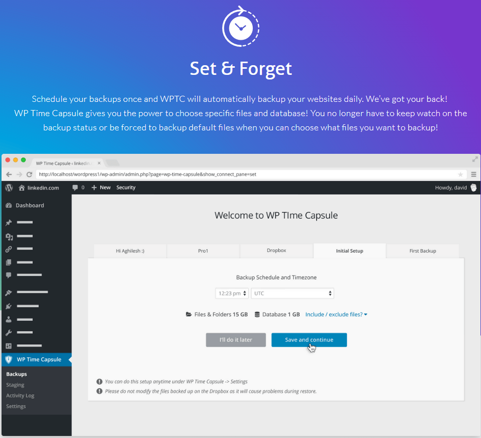 WP Time Capsule Review- Feature set and forget