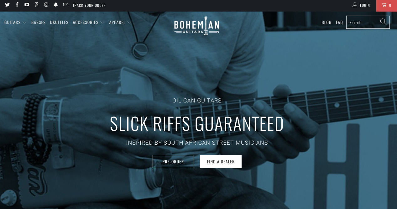 bohemian guitars - shopify store