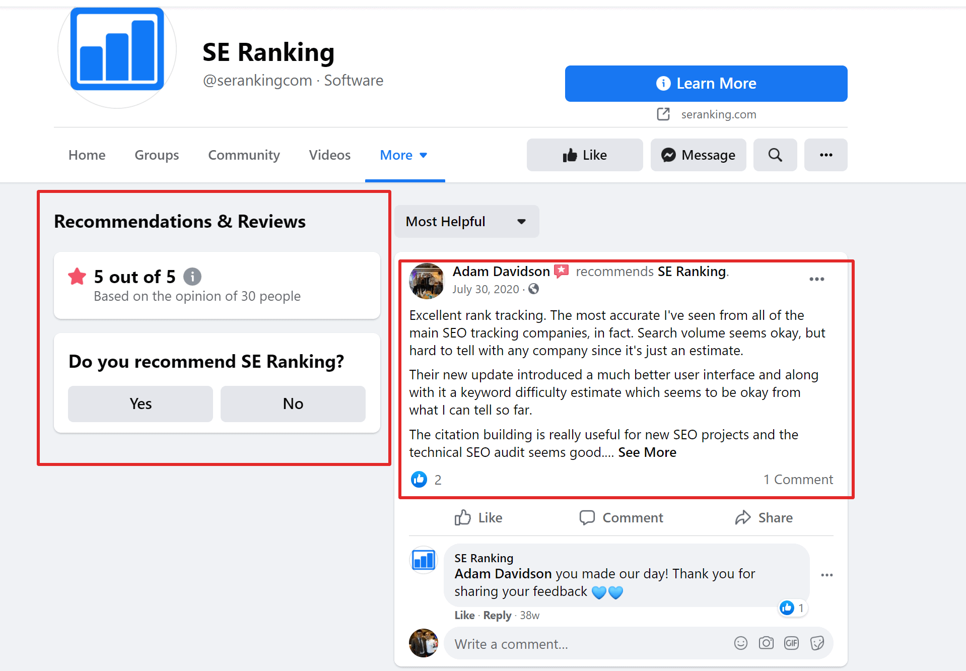 SE Ranking customer testimonials