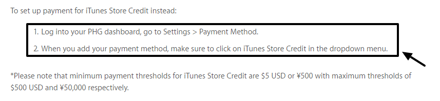 iTunes Mode of Payment