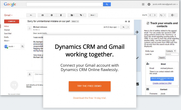 Akvelon - Dynamics CRM per Gmail