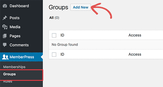 Create Groups - Create Membership Site 