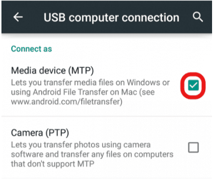 Enable File Transfer- Android File Transfer