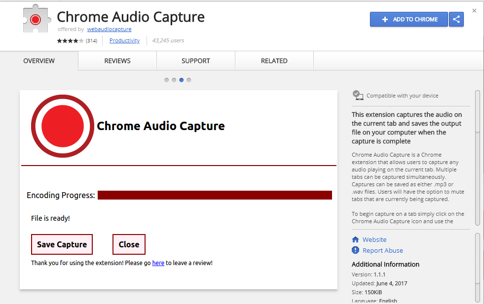 Chrome Audio Capture-Download Manager-Erweiterung