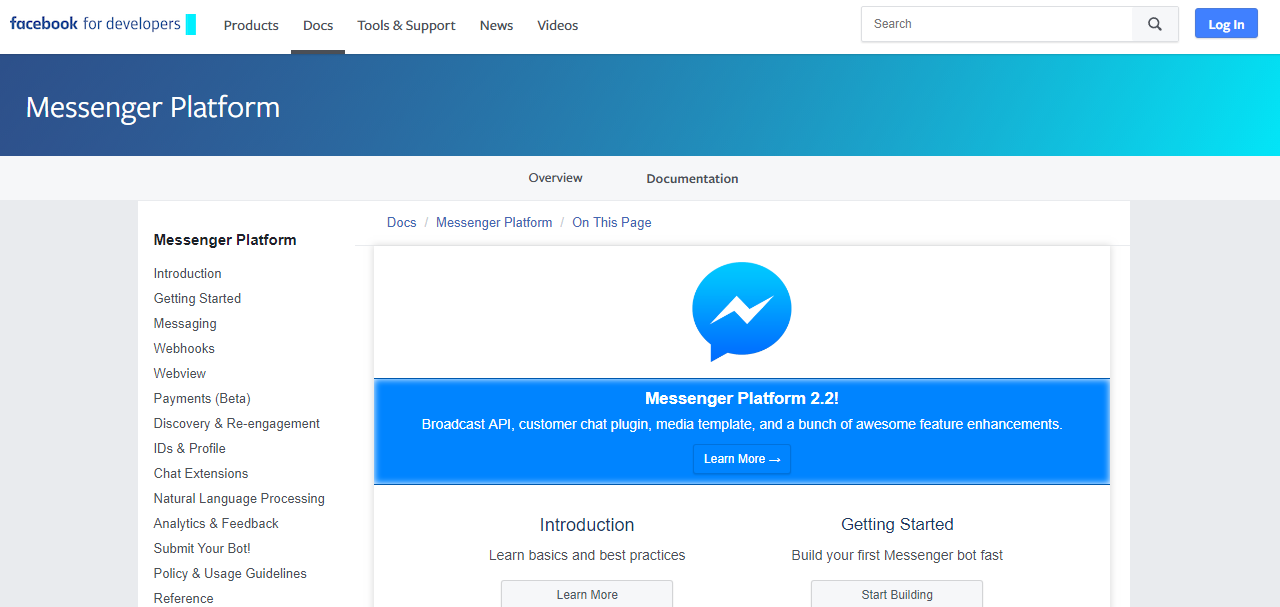 Facebook Messenger Platform - outil pour créer le meilleur Chatbot