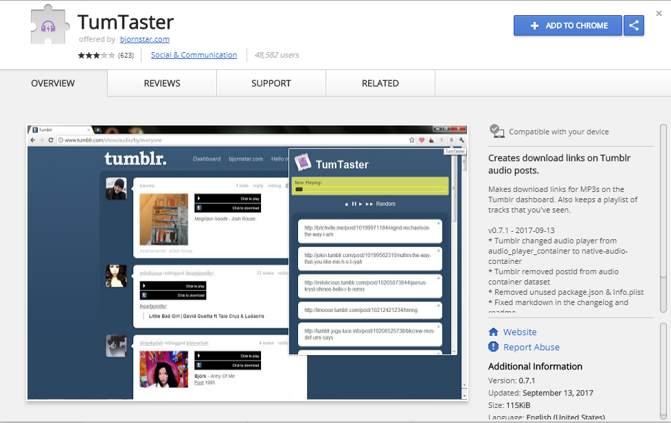 Audio Downloader for Tumblr- Download Manager Extension