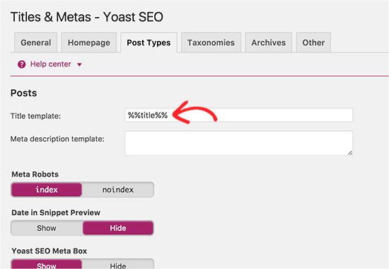 Yoast SEO Plugin- Post Types