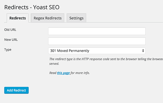 Yoast搜索引擎优化 Plugin-重定向
