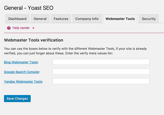 Yoast SEO Plugin- Webmaster _Tools