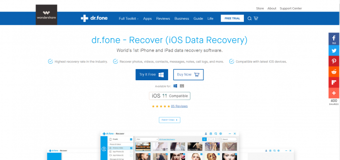 dr fone review - Recover Deleted Lost Data on iOS Devices