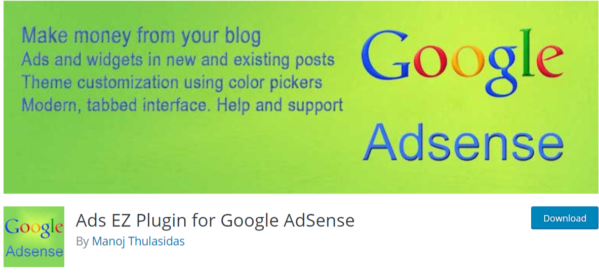 Ads EZ Plugin for Google AdSense — AdSense Plugins For WordPress 