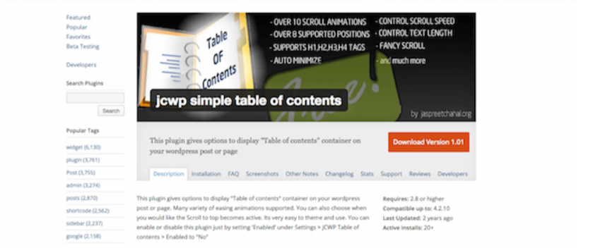 JCWP- Table of Content WordPress Plugins
