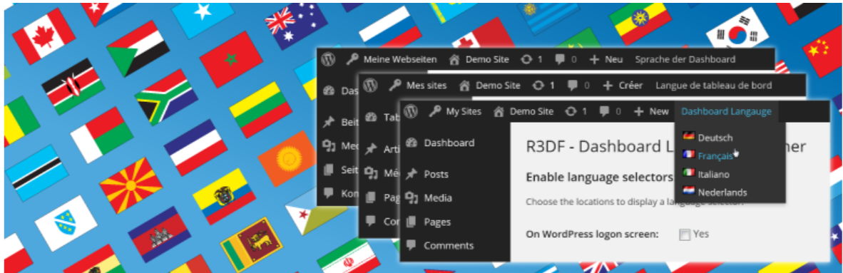 R3DF Dashboard Language Switcher — WordPress Admin Dashboard Plugins