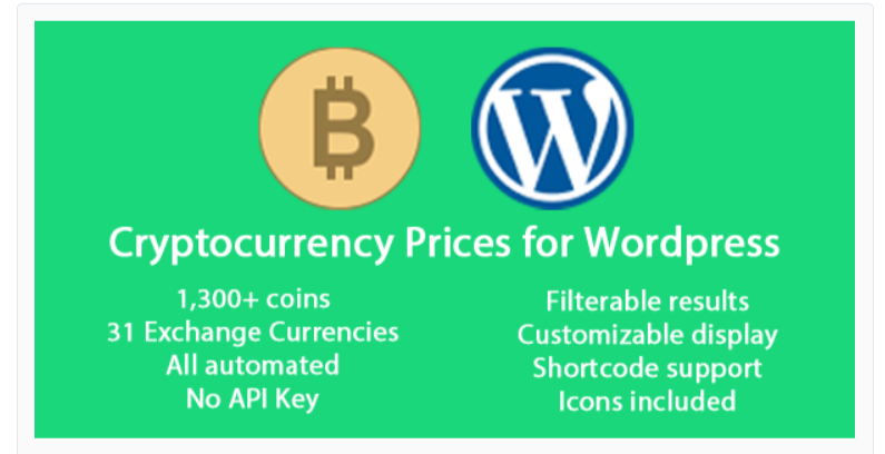 Kryptowährungspreise -Kryptowährung WordPress Plugins
