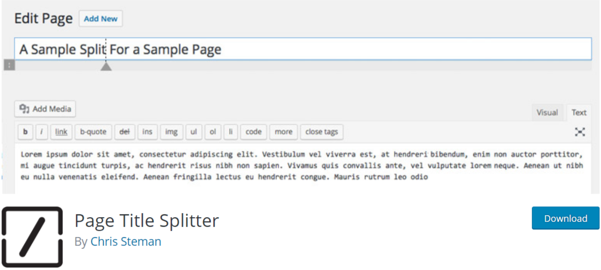 页面标题拆分器 - 排版 WordPress Plugins